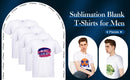 4 Men Sublimation Blank T Shirt White Polyester -  4 T-shirts