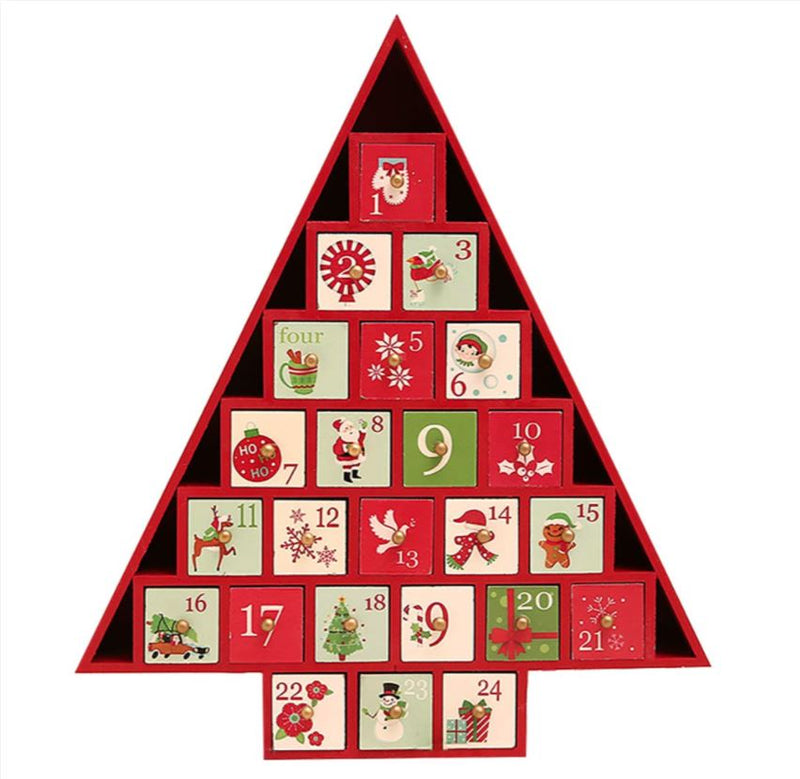 Christmas Tree Shape Advent Calendar with 24 Storage Drawers