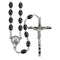 Rosary: Plastic Silver Links Black