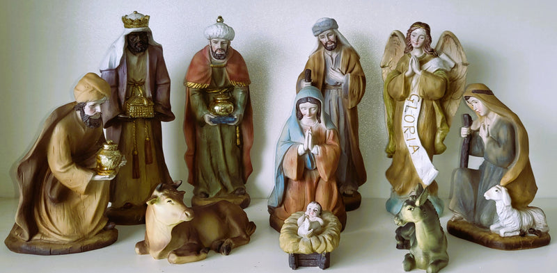 Christmas Nativity Set Scene Figures Polyresin Figurines Baby Jesus-11 PIECE SET