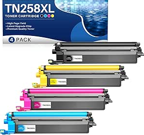 TN258XL TN258 Toner Cartridge Compatible with Brother HL-L3240CDW HL-L3280CDW MFC-L3755CDW MFC-L3760C MFC-L8390CDW DCP-L3520CDW DCP-L3560CDW Printers(4 Pack,1Black, 1Cyan, 1Magenta, 1Yellow)