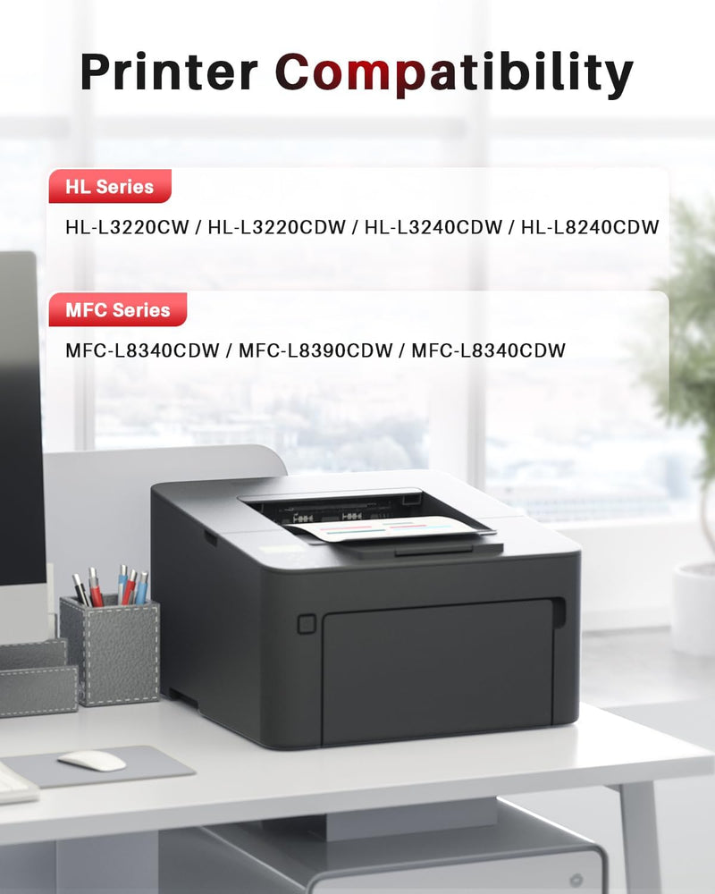 TN258XL TN258 Toner Cartridge Compatible with Brother HL-L3240CDW HL-L3280CDW MFC-L3755CDW MFC-L3760C MFC-L8390CDW DCP-L3520CDW DCP-L3560CDW Printers(4 Pack,1Black, 1Cyan, 1Magenta, 1Yellow)