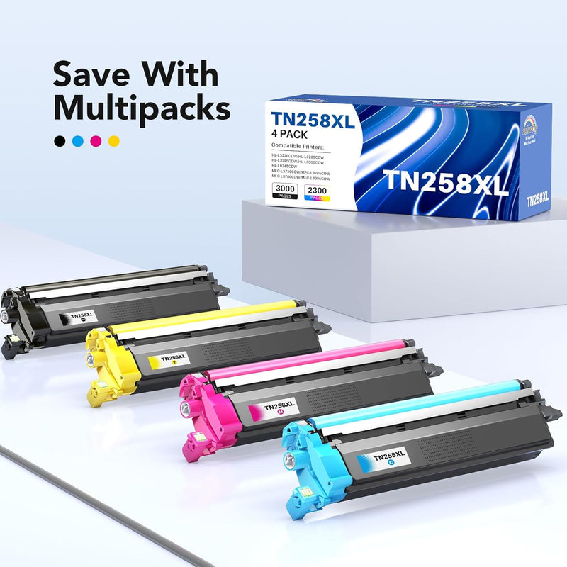 Brother TN-258XL Toner for HL-L8240CDW, HL-L3240CDW, DCP-L3560CDW, MFC-L3760CDW, MFC-L3755CDW, and MFC-L8390CDW Compatible