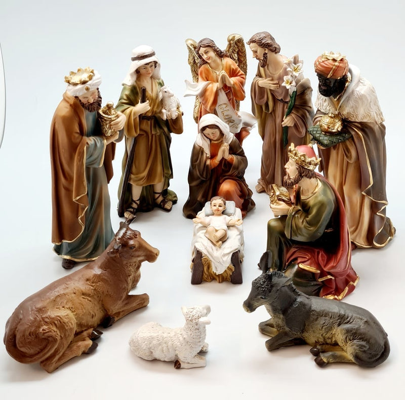 Christmas Nativity Set Scene Figures Polyresin Figurines Baby Jesus-11 PIECE SET