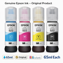 Genuine Epson 522 Ink Bottle Set – 4 Colours (C, M, Y, BK) – 65ml Each