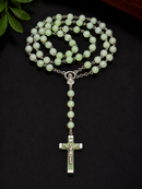 Glow in the Dark Catholic Rosary Beads 55cm – Green with Crucifix)
