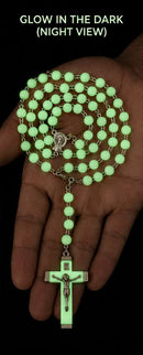 Glow in the Dark Catholic Rosary Beads 55cm – Green with Crucifix)