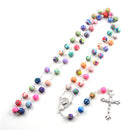 Colourful Bead Rosary with Silver Crucifix – 55cm