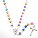 Colourful Bead Rosary with Silver Crucifix – 55cm