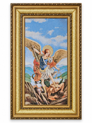 St Michael the Archangel Tapestry Double Gold Frame – 44cm x 74cm