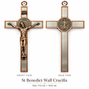 St Benedict Wall Crucifix – Brass-Tone Plated Metal Cross – 9.4 × 16.8 cm – Gift Box