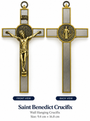 St Benedict Wall Crucifix with Medal – 9.4cm x 16.8cm – 4 Colours