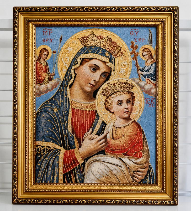 Our Lady of Perpetual Help Gold Frame Tapestry 42cm x 32cm | Amon ...