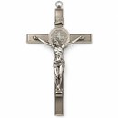 St Benedict Wall Crucifix Large 12 x 22cm Silver