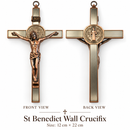 St Benedict Wall Crucifix Large 12 x 22cm Bronze