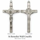 St Benedict Wall Crucifix Large 12 x 22cm Silver