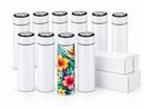 Set of 10 white 500ml sublimation flasks with standard stainless steel lid, individually boxed