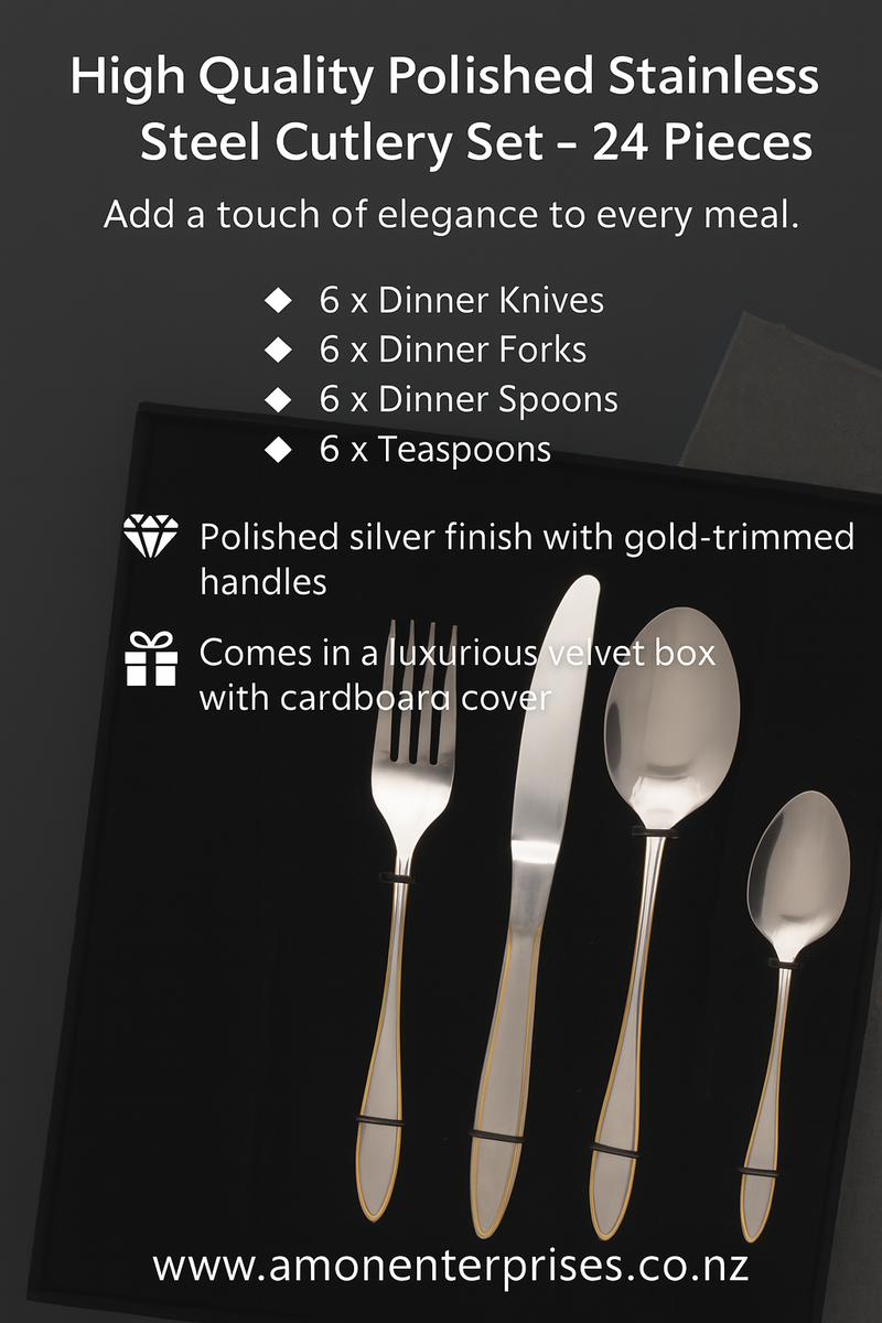 High Quality Polished Stainless Steel Cutlery Set – 24 Pieces