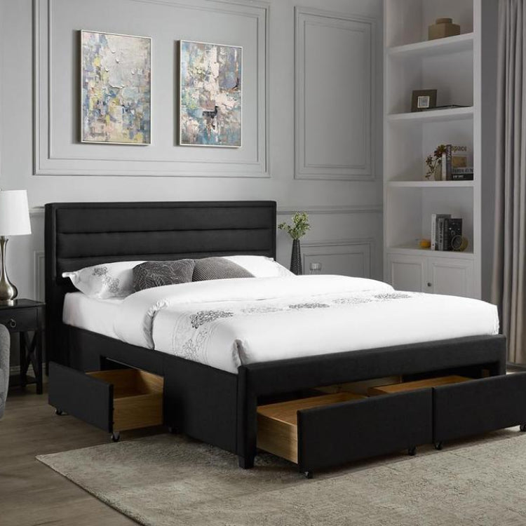 queen Black 4 drawer bed frame  + Medium mattress  + SHIPPING COMPO