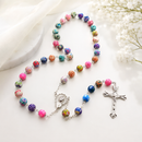 Colourful Bead Rosary with Silver Crucifix – 55cm