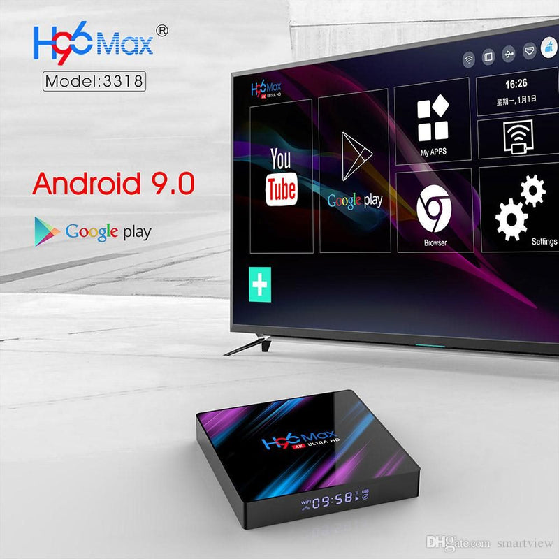 Smart TV BOX H96 MAX RK3318 4K Android 9.0 4GB 64GB Quad Core WIFI Media Player