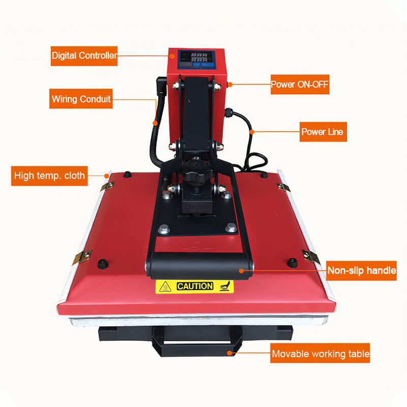 15" x 15" Heat Press with Movable Working Table and Auto Open