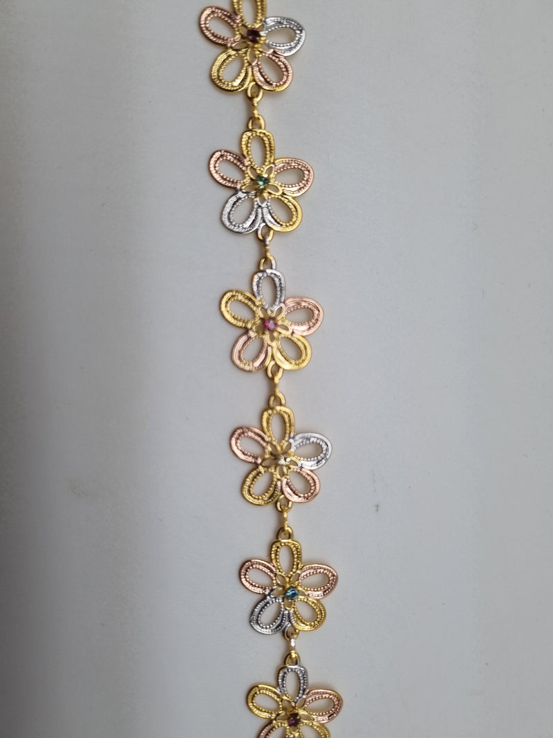 Two tone floral bracelet