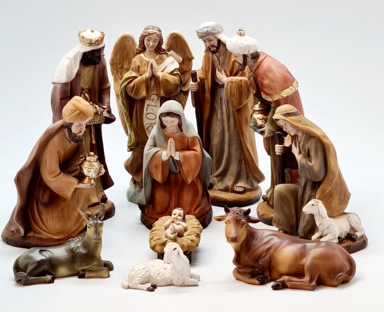 Christmas Nativity Set Scene Figures Polyresin Figurines Baby Jesus-11 PIECE SET