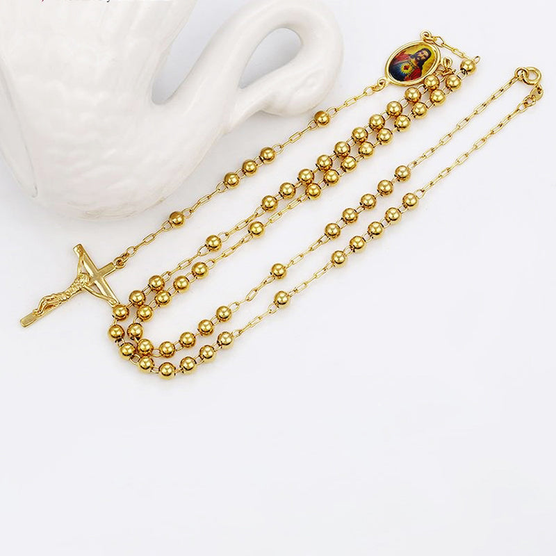 Gorgeous 18kgp Gold Rosary Necklace