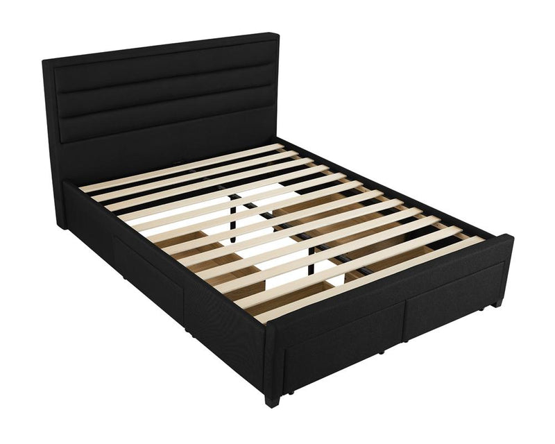 Queen Storage Bed Frame -  4 Drawer Bed- Black