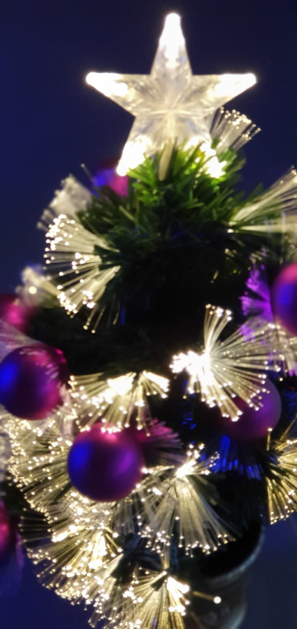 Christmas-  Fiber 60 Cm Optic Christmas Tree with Baubles