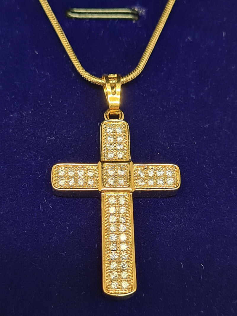 18K Gold  Plated Cross And Necklace