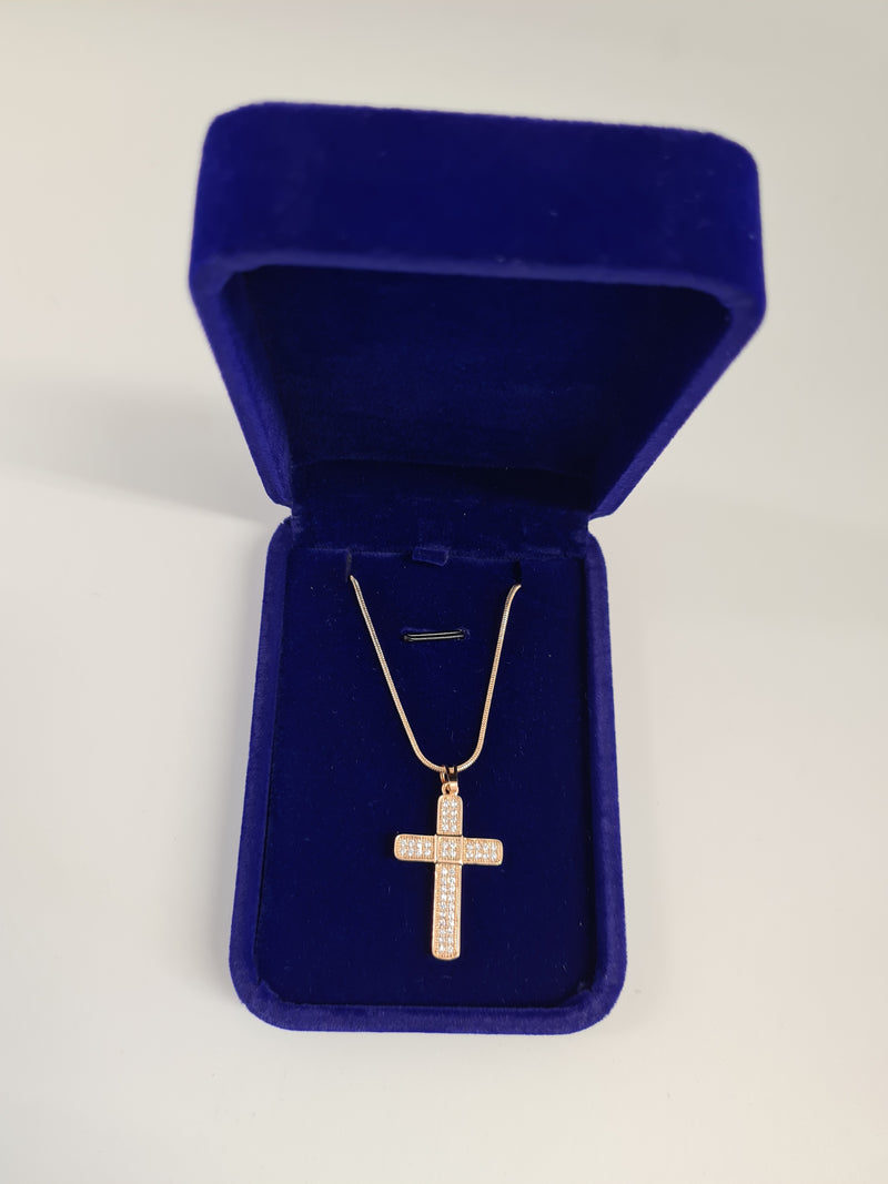 18K Gold  Plated Cross And Necklace