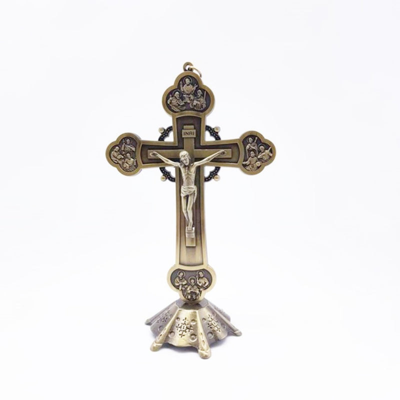 Apostles Standing Cross - Gold Plated