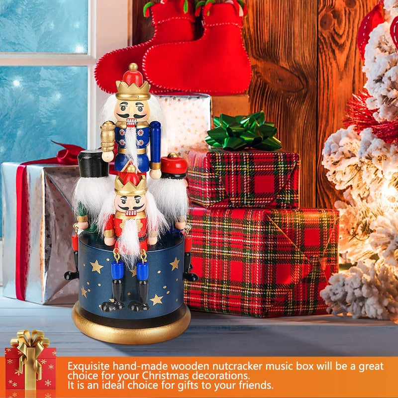 Christmas Music Box Nutcracker Music Box for Gift Home Decor Ornaments, Blue