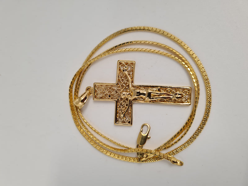 18K gold plated crucifix gift set