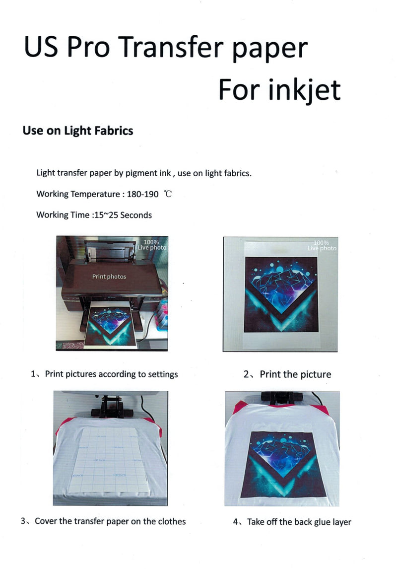 Light Heat Transfer Paper -20 x Jet-Pro® Soft stitch
