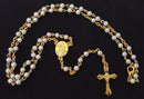 Gold Plated, White Pearl Beaded Rosary