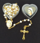 Gold Plated, White Pearl Beaded Rosary
